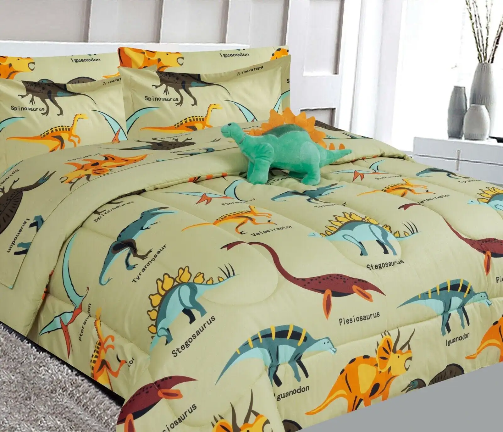 Bedding comforter in full size dinosaur taupe design matching sheet set for kids bedroom décor for girls boys 8 pieces
Bedding comforter in full size dinosaur taupe design matching sheet set for kids bedroom décor for girls boys 8 pieces