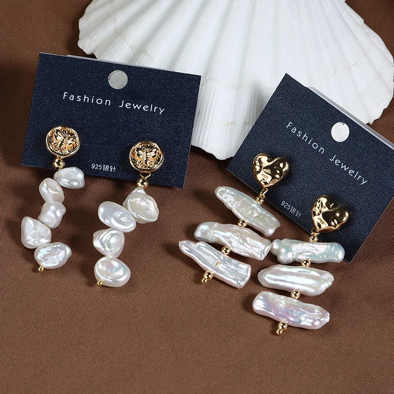 

Real Irregular Baroque Pearls Tassel Earrings for Women Elegant Natural Freshwater Pearl Earrings Statement Wedding Jewelry Punk