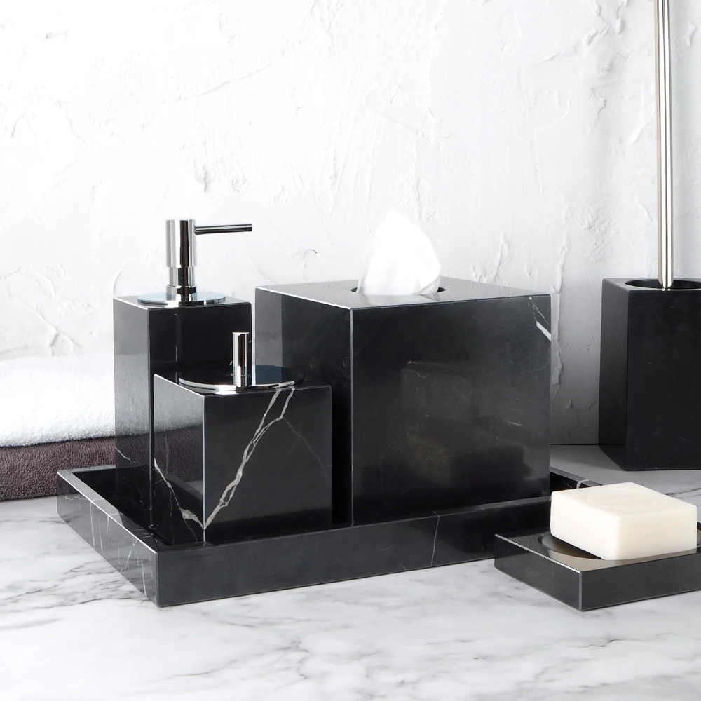 Black Luxury Dispenser Bathroom Marquina Vase Tissue Aromatherapy Box Soap Accessories Nero Bottle Set Marble Bathroom Dish Soap
Black Luxury Dispenser Bathroom Marquina Vase Tissue Aromatherapy Box Soap Accessories Nero Bottle Set Marble Bathroom Dish Soap