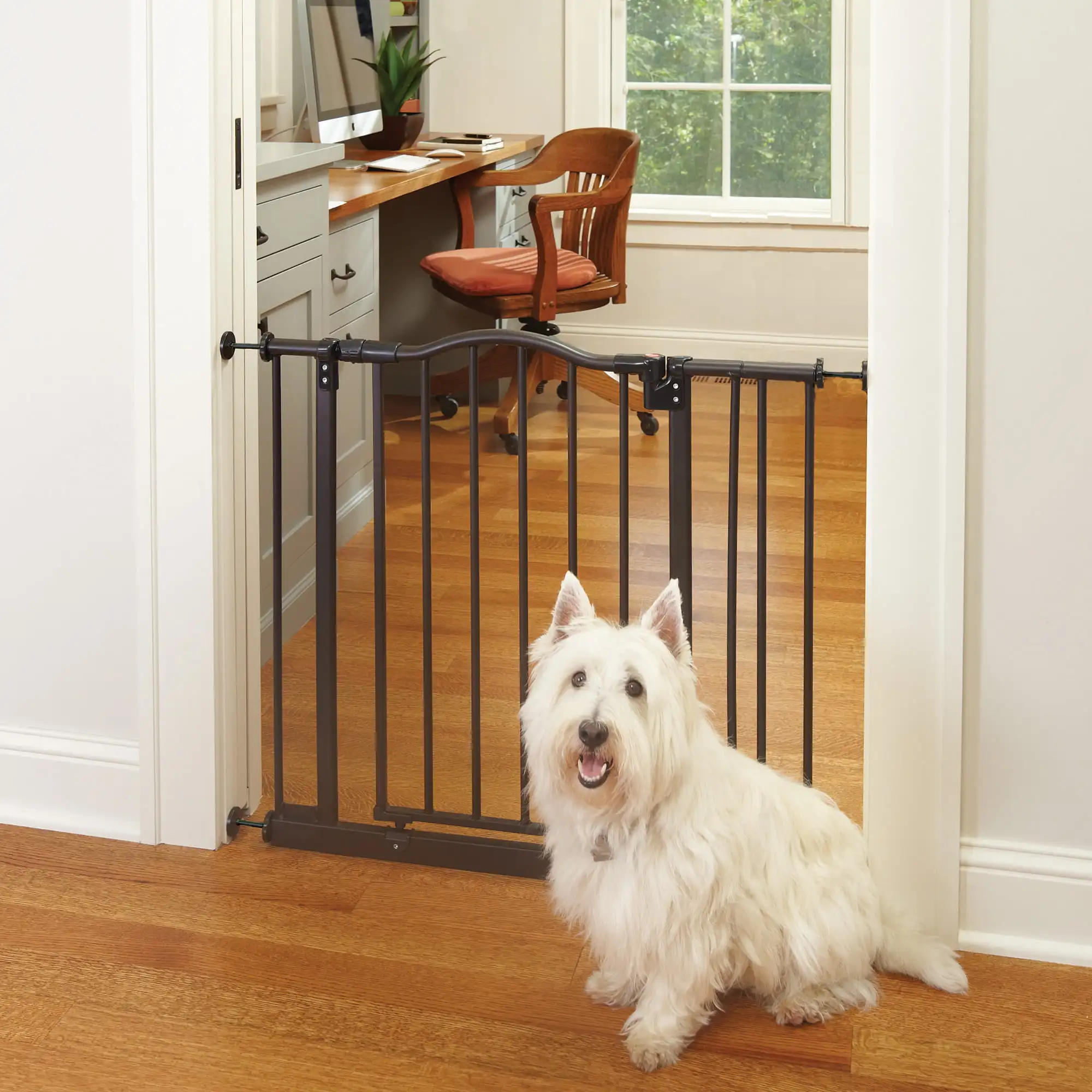 

North States MyPet Wide Windsor Arch Pressure Mount Dog Gate, 28.25"-38.25" Wide, Matte Bronze