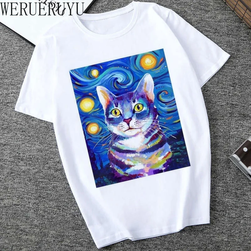 New Summer Top Van Gogh The Cat Graphic T Shirt Women Clothes 2022 Korean Fashion Casual White Aesthetic Short Sleeve Tee Female
New Summer Top Van Gogh The Cat Graphic T Shirt Women Clothes 2022 Korean Fashion Casual White Aesthetic Short Sleeve Tee Female