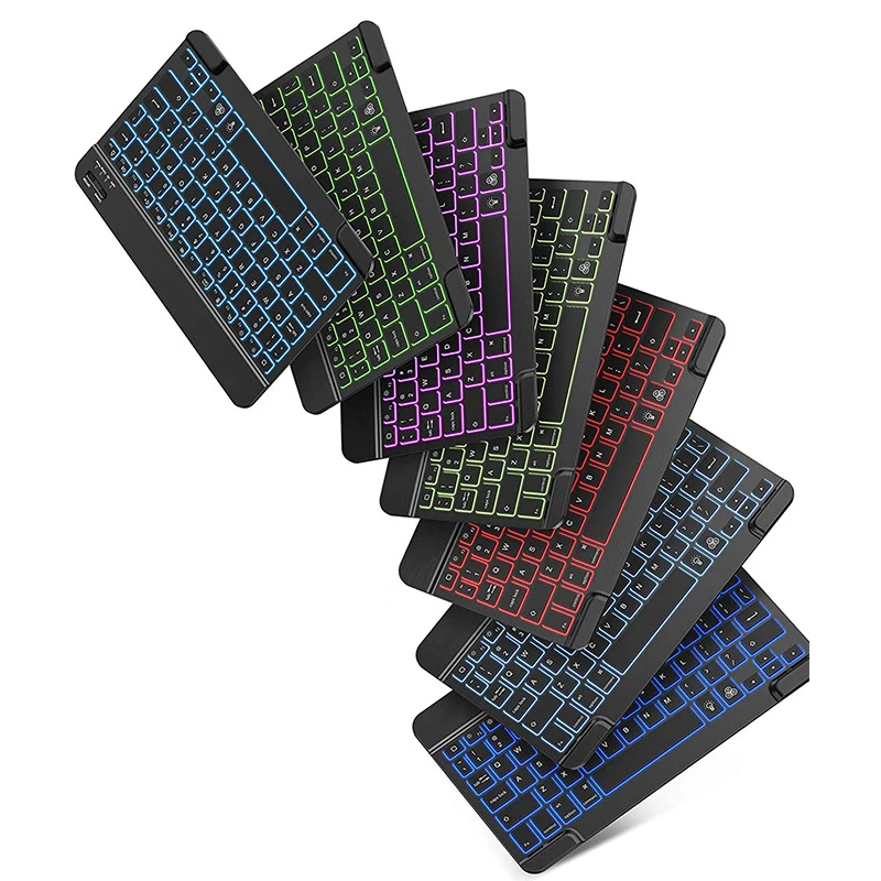 

Беспроводная клавиатура с Цветной подсветкой, перезаряжаемая тонкая клавиатура с Bluetooth, 78 клавиш, 10 дюймов, для iOS, Android, Windows систем