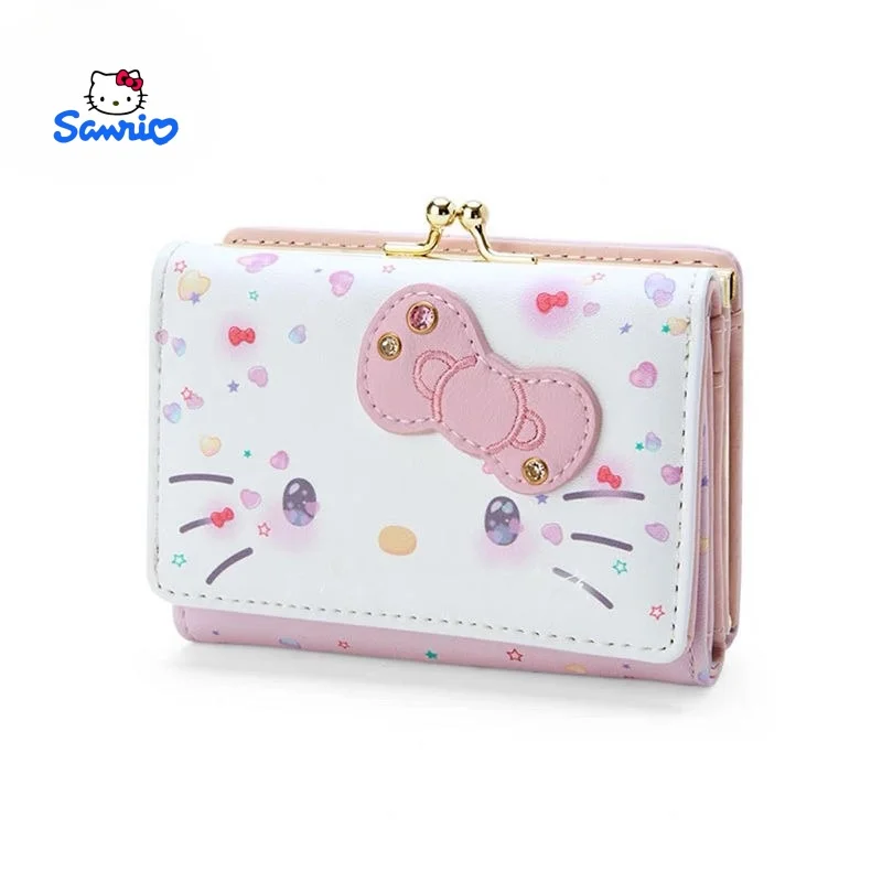 Кошелек Hello Kitty Kawaii на 50-летие короткий мультяшный Sanrio Girly Heart милый тройной