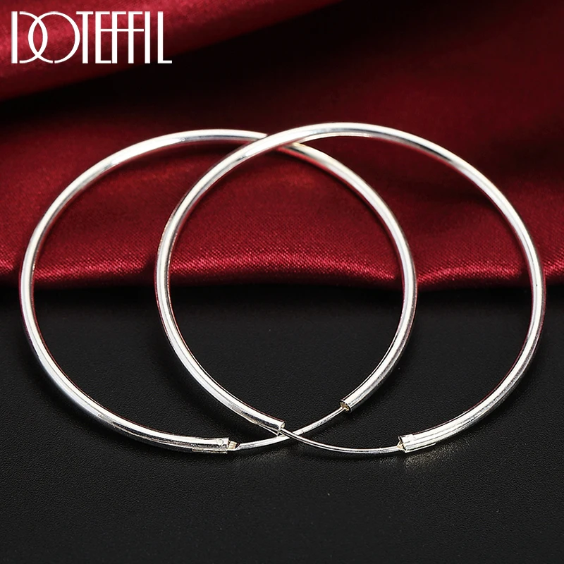 DOTEFFIL 925 Sterling Silver Smooth 50mm Big Circle Hoop Earrings For Women Wedding Engagement Party Jewelry
DOTEFFIL 925 Sterling Silver Smooth 50mm Big Circle Hoop Earrings For Women Wedding Engagement Party Jewelry