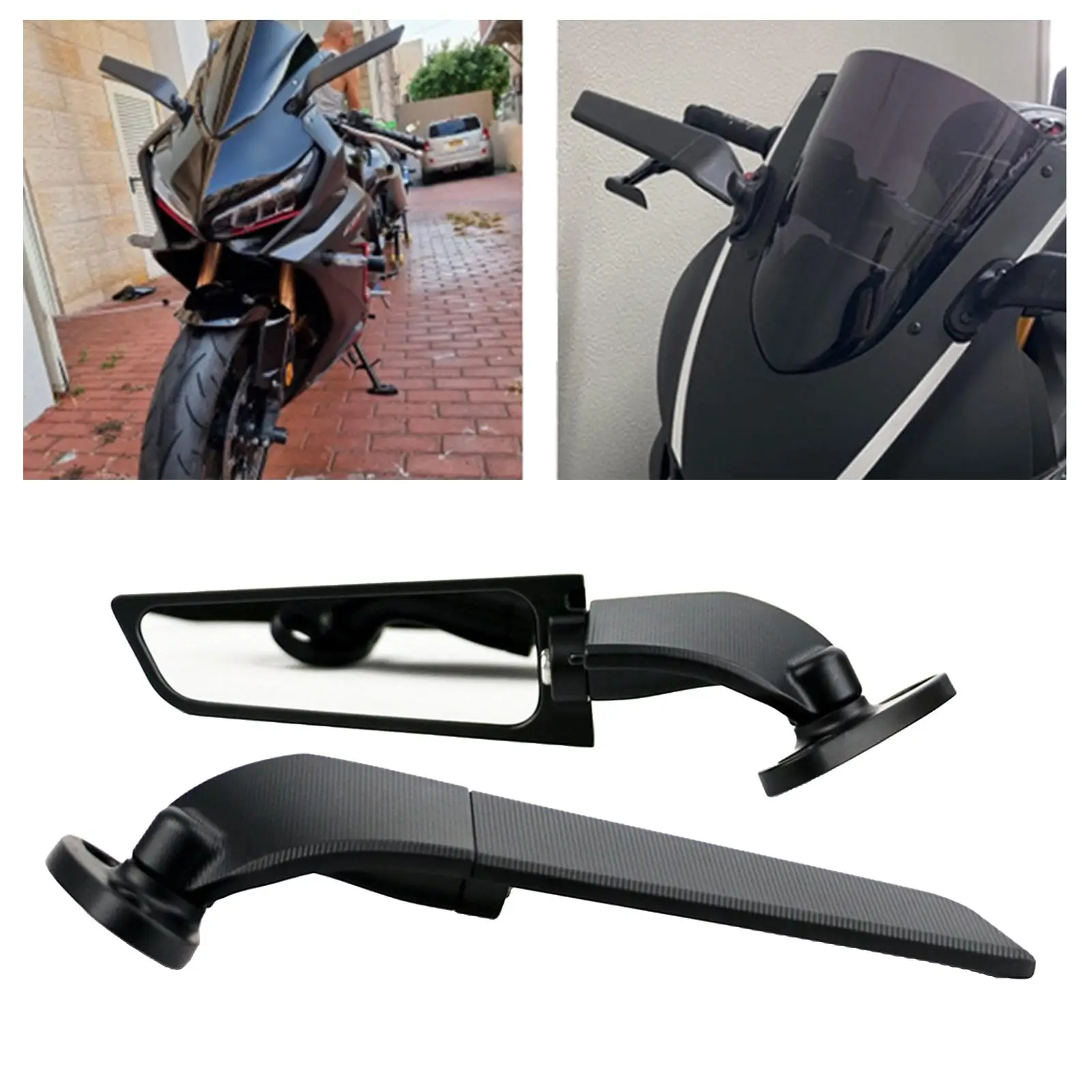 2x Motorcycle Wing Rearview Mirrors Accessories Moulding Adjustable Rotating Mirrors for Honda CBR500R CBR250SR Supplies 
2x Motorcycle Wing Rearview Mirrors Accessories Moulding Adjustable Rotating Mirrors for Honda CBR500R CBR250SR Supplies