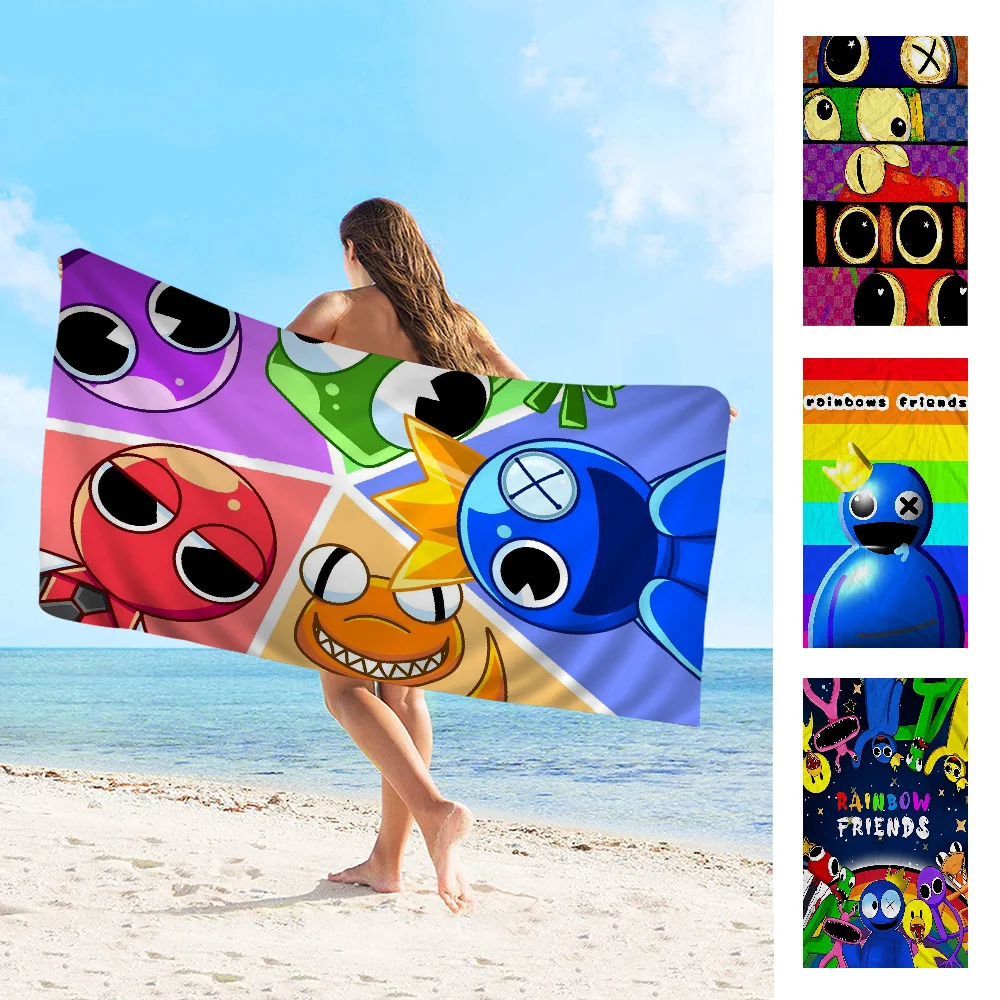 Пляжное полотенце из микрофибры Rainbow Friends впитывающее быстросохнущее мягкое для