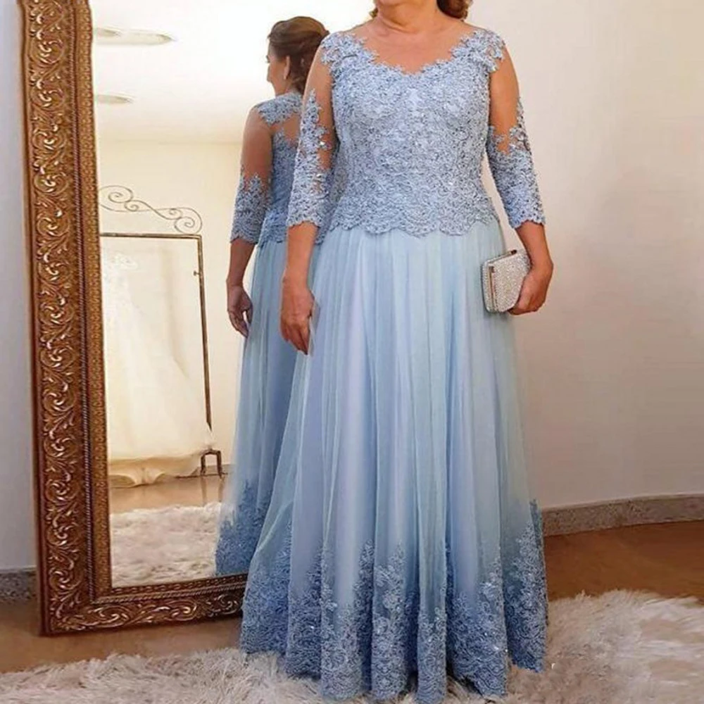 Blue Evening Mother Of The Bride Dresses A-lineThree Quarter Tulle Appliques Groom Long Mother Dresses For Weddings
Blue Evening Mother Of The Bride Dresses A-lineThree Quarter Tulle Appliques Groom Long Mother Dresses For Weddings