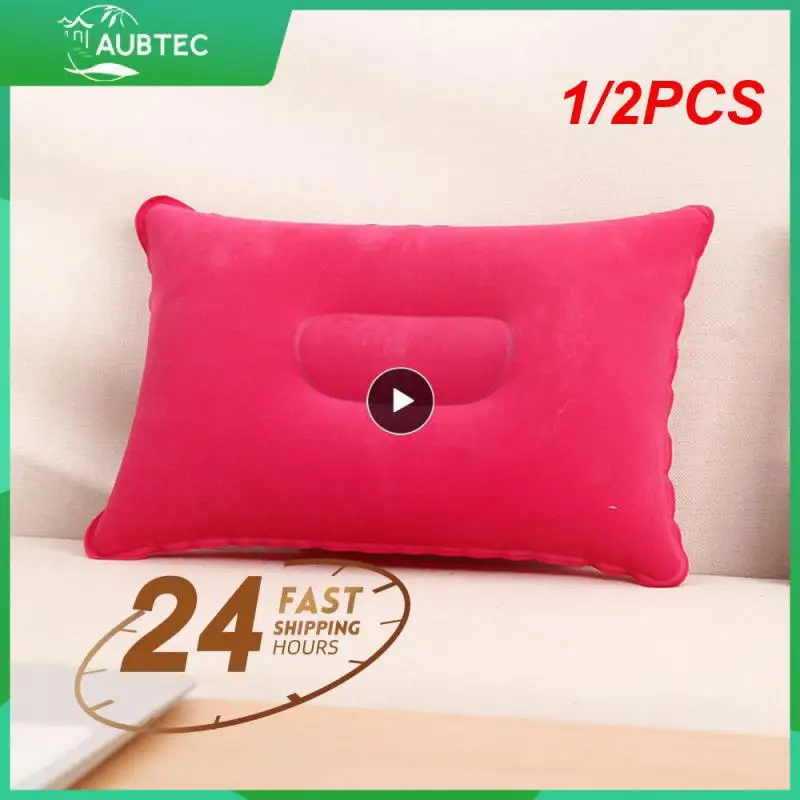 

1/2PCS Outdoor Inflatable Nap Pillow Inflatable Back Cushion PVC Flocking Throw Pillow Travel Pillow Camping Pillow