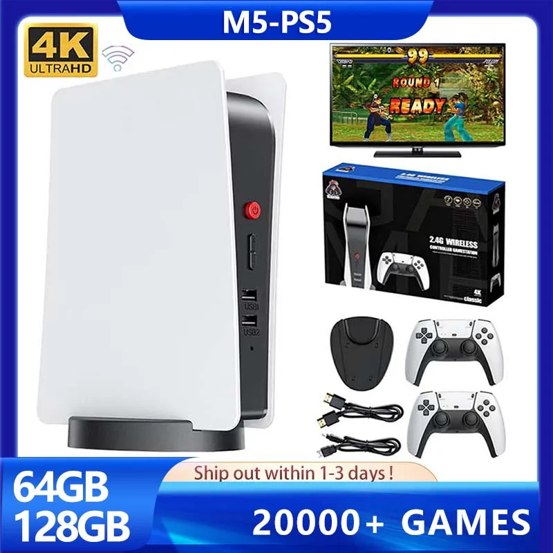 M5 Video Game Console Game Player 2.4G Wireless Controller 4K HD TV 20000+ Classic Games for CPS/FC/GBA/SFC/PS1/GB Children Gif
M5 Video Game Console Game Player 2.4G Wireless Controller 4K HD TV 20000+ Classic Games for CPS/FC/GBA/SFC/PS1/GB Children Gif