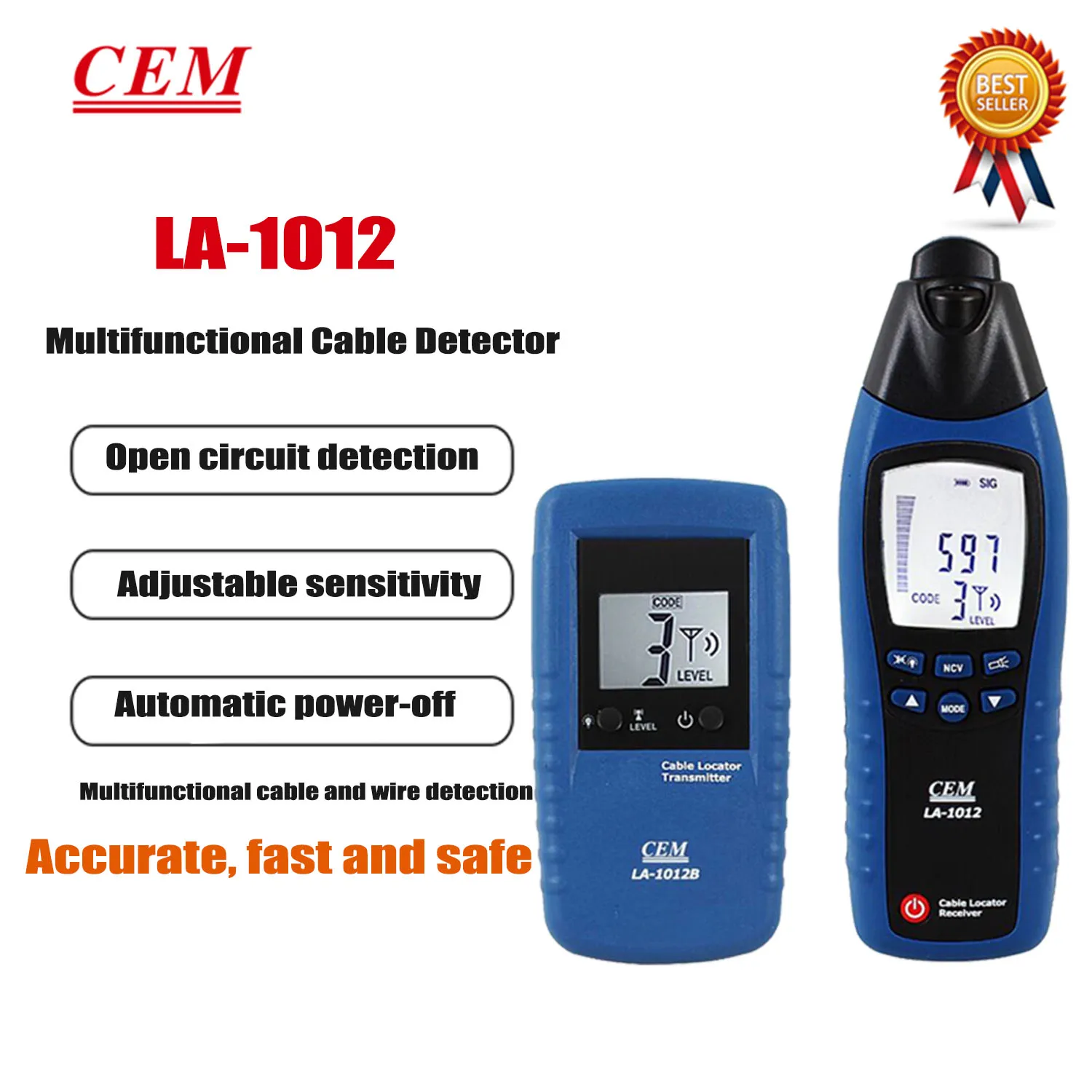 CEM LA-1012 General Cable Locator Tester Receiver with Transmitter Line Tracker Line Finding Multifunctional Line Detector.
CEM LA-1012 General Cable Locator Tester Receiver with Transmitter Line Tracker Line Finding Multifunctional Line Detector.