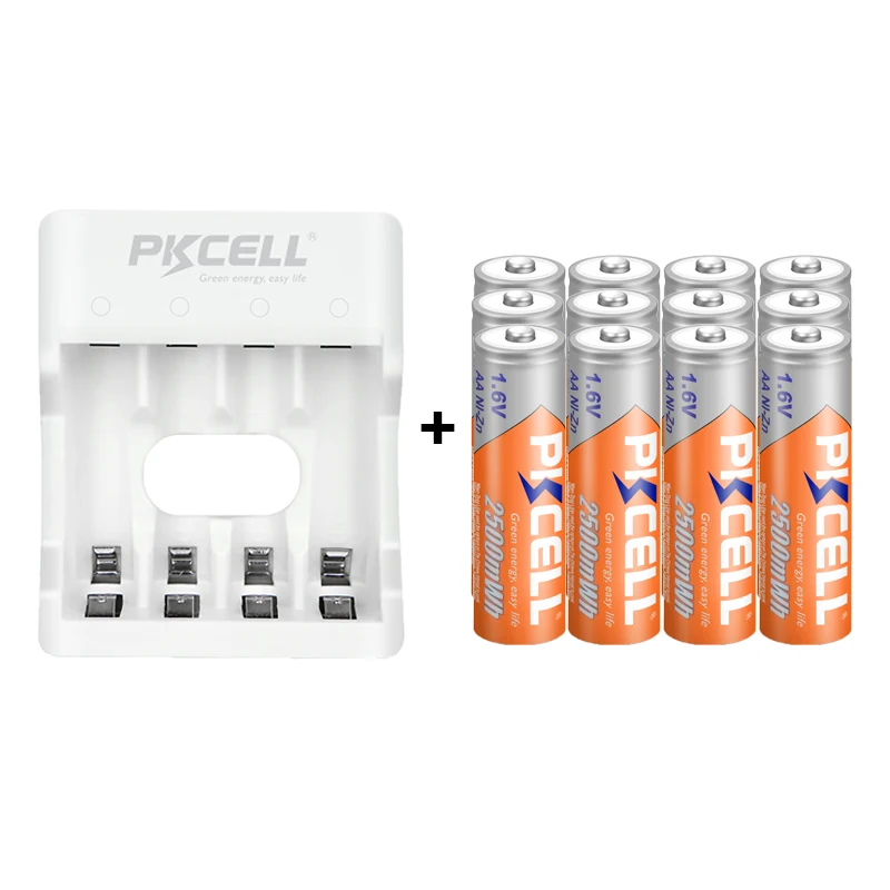 12PCS PKCELL 1.6v 2500mWh AA Battery NI-ZN Rechargeable Battery Batteries with 1Pcs NIZN Battery Charger for NIZN AAA AA battery
12PCS PKCELL 1.6v 2500mWh AA Battery NI-ZN Rechargeable Battery Batteries with 1Pcs NIZN Battery Charger for NIZN AAA AA battery