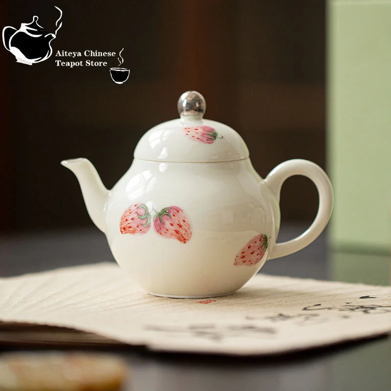 Overglaze color hand-painted strawberry teapot handmade thin body ceramic teapot with filter household small teapot single pot
Overglaze color hand-painted strawberry teapot handmade thin body ceramic teapot with filter household small teapot single pot