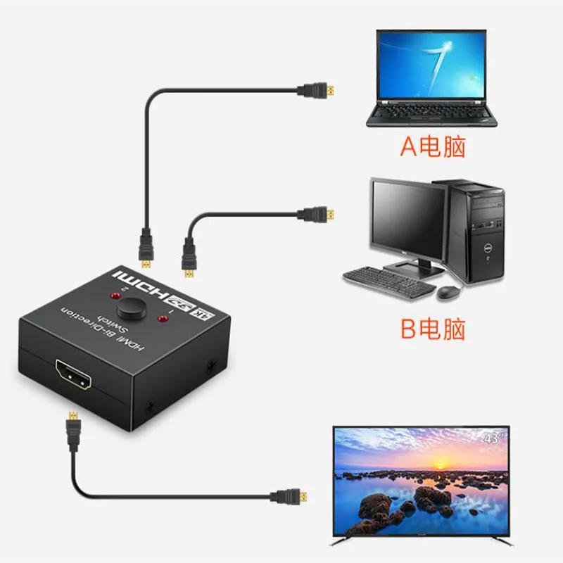 4K HDMI-совместимый переключатель с 2 портами двунаправленный 1x2 / 2x1 сплиттер порты