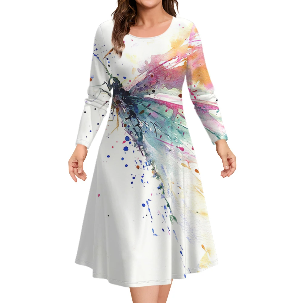 Loose Dresses Wome Fashion Dragonfly Print 3/4 Sleeve Round Neck A-line Slim Ruched Wome Summer Dress For Wedding Party Dress
Loose Dresses Wome Fashion Dragonfly Print 3/4 Sleeve Round Neck A-line Slim Ruched Wome Summer Dress For Wedding Party Dress