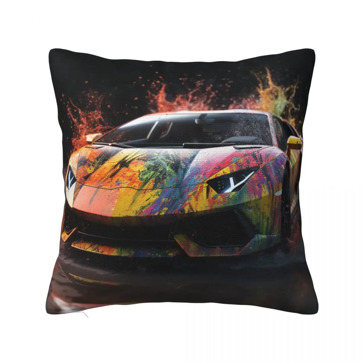 

Luxury Sports Car Pillow Case Liquid Splash Explosion Retro Polyester Pillowcase Hugging Zipper Summer Cover