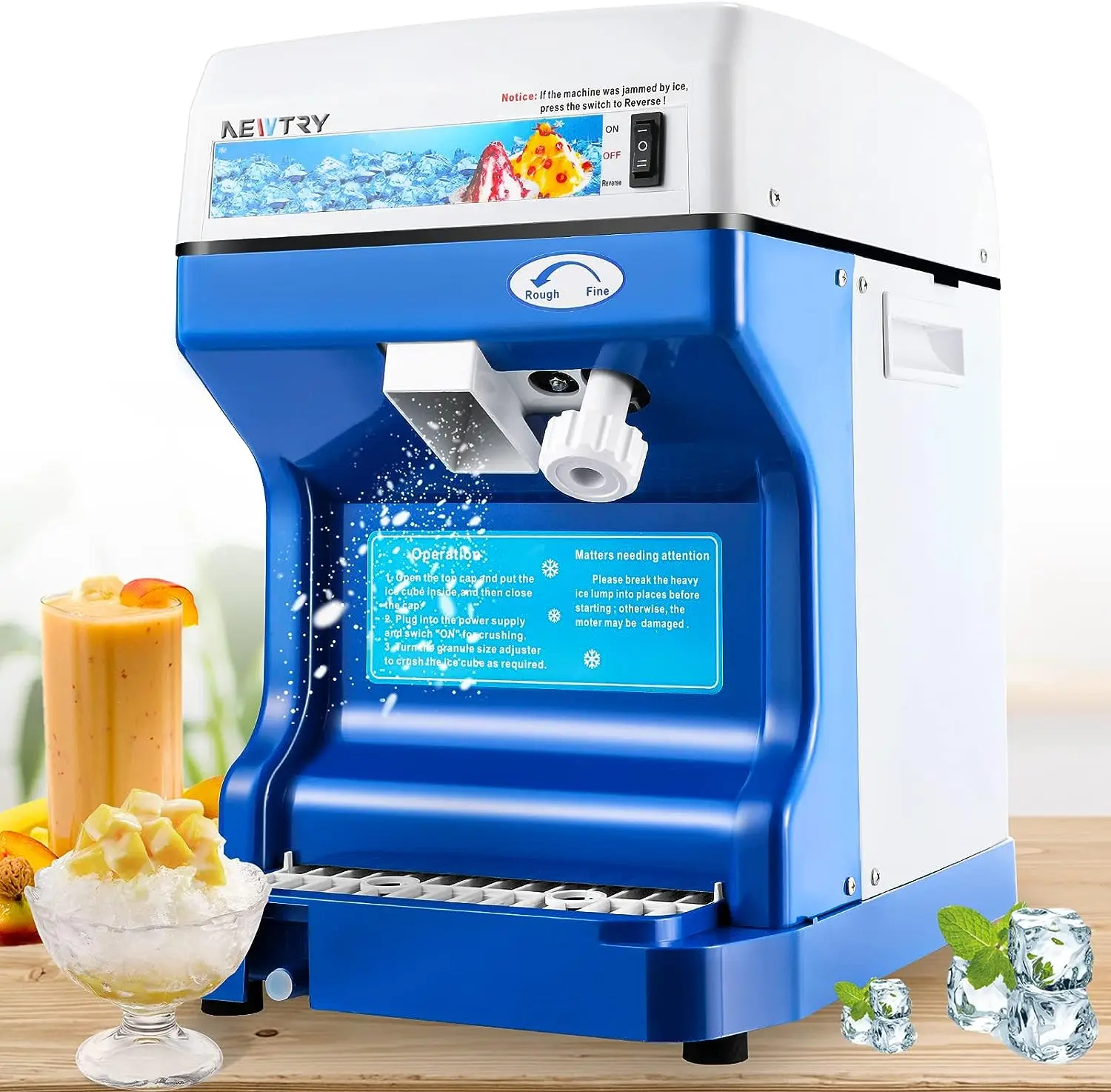 Ice Shaver Machine Ice Cube Crusher Snow Cone Maker Thickness Adjustable 260lb/h for Small Ice Cubes Summer Parties Use 110V U
Ice Shaver Machine Ice Cube Crusher Snow Cone Maker Thickness Adjustable 260lb/h for Small Ice Cubes Summer Parties Use 110V U