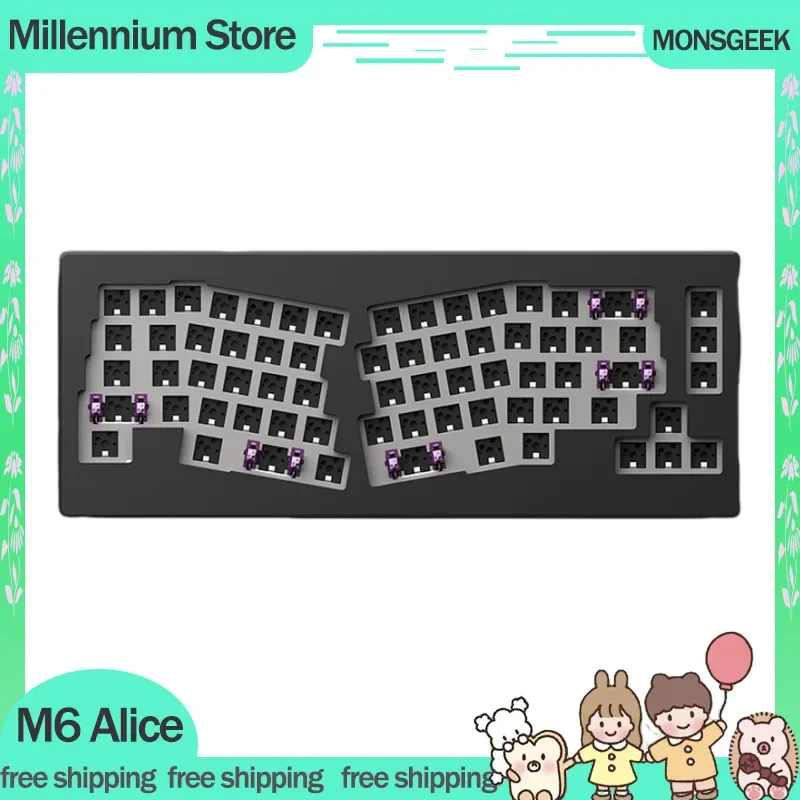 Игровая клавиатура Monsgeek M6 Alice проводная из алюминиевого сплава Rgb с горячей