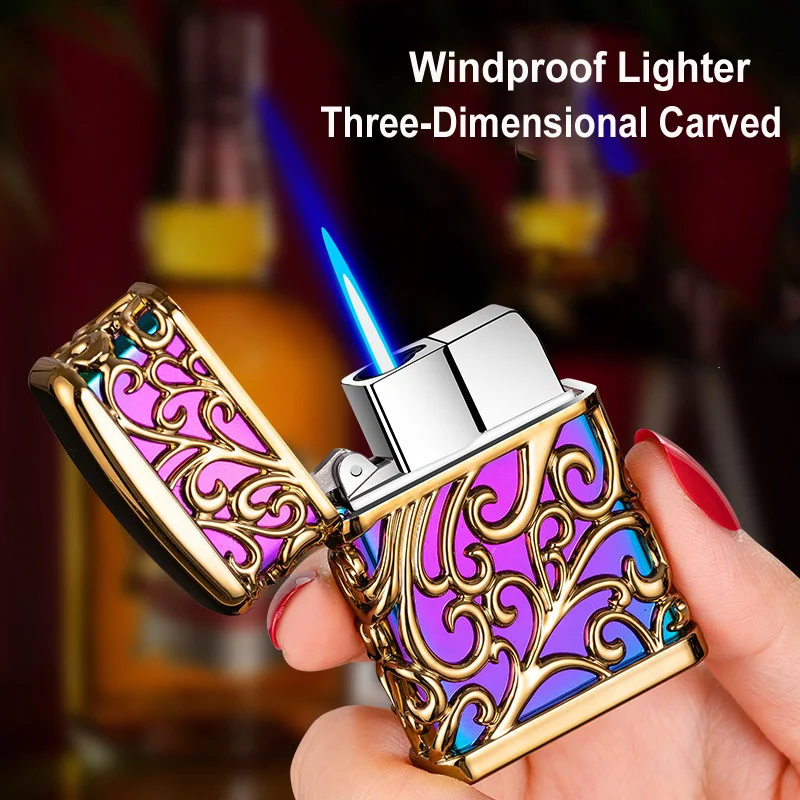 Windproof Inflated Jet Men's High-end Creative Lighter Blue Flame Personality embossed Cigar Metal Lighter men Smoke Gift
Windproof Inflated Jet Men's High-end Creative Lighter Blue Flame Personality embossed Cigar Metal Lighter men Smoke Gift