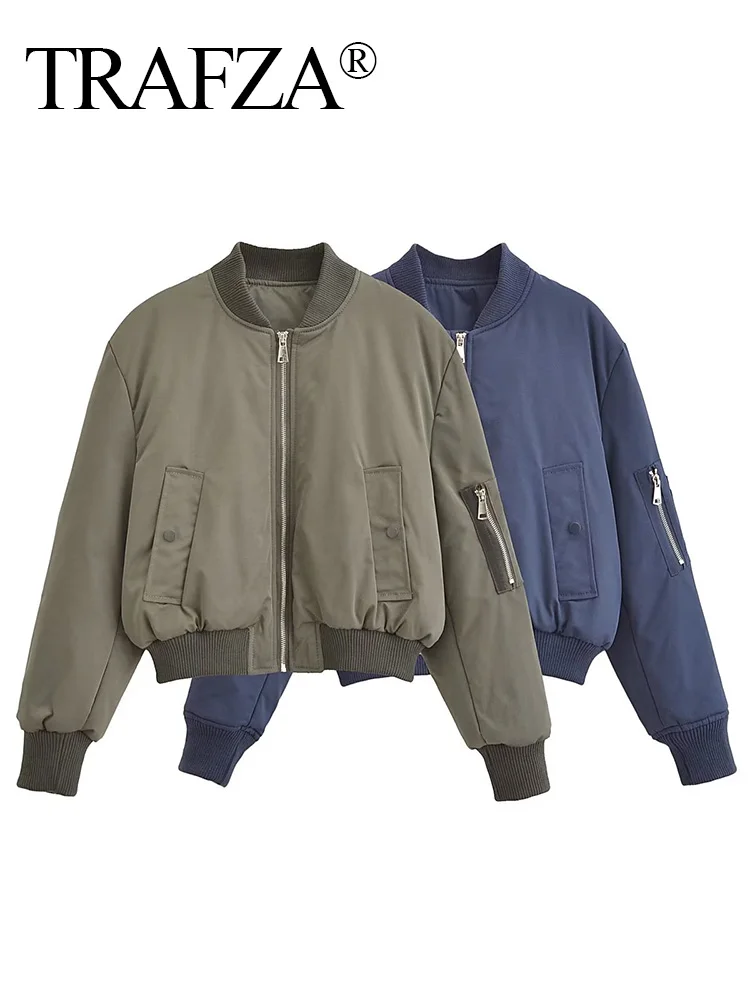 TRAFZA Women Vintage Fashion With Pockets Cropped Cotton Flying Jacket Coat Long Sleeve Zipper Female Outerwear Chic Overshirt
TRAFZA Women Vintage Fashion With Pockets Cropped Cotton Flying Jacket Coat Long Sleeve Zipper Female Outerwear Chic Overshirt