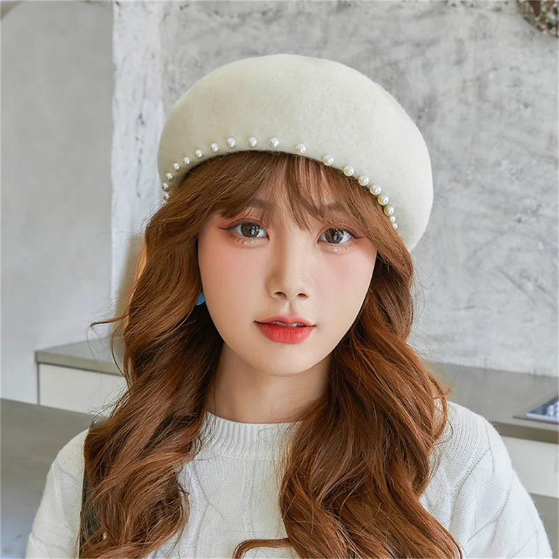 Pearl Decoration Wool Beret Hat British Style Lady Cap Winter Spring Women Artist Hats Elegant Warm Beanie Club Party Berets
Pearl Decoration Wool Beret Hat British Style Lady Cap Winter Spring Women Artist Hats Elegant Warm Beanie Club Party Berets