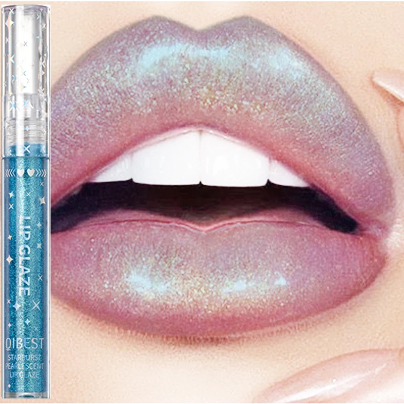 

QiBest 9 Colors Lip Gloss Long lasting Glitter Holographic Lipstick Liquid Waterproof Moisturize Crystal Glow Lipgloss Makeup