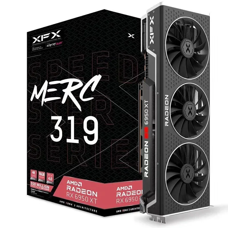 

Новинка XFX Speedster MERC 319 AMD Radeon™Черная игровая видеокарта RX 6950 XT с 16 Гб GDDR6, AMD RDNA™2