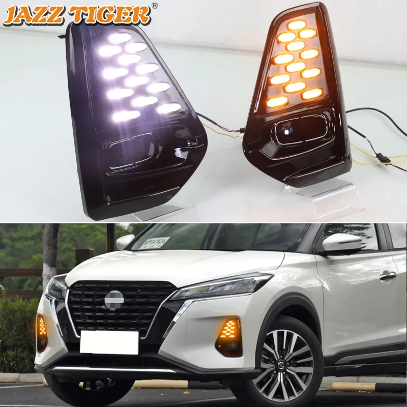 12 В дневные ходовые огни для Nissan Kicks 2021 2022 светодиодные DRL динамические указатели