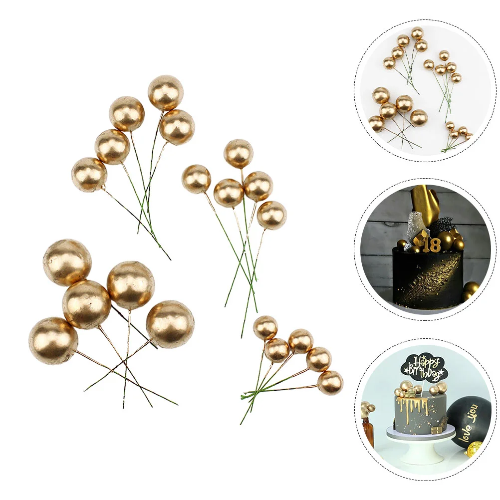 

Cake Topper Balls Ball Cupcake Gold Toppers Foam Decorations Wedding Mini Party Birthday Dessert Pearl Boho Balloons Sticks