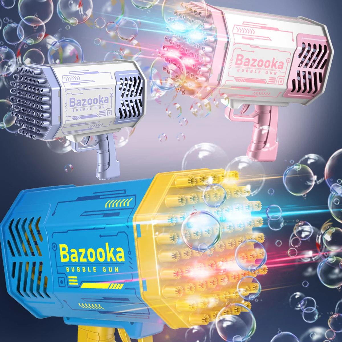 Bubble Tool Rocket 69 Hole Gatling Bubble Machine for Children Automatic Soap Bubbles Blower Maker Toys for Wedding Party Games
Bubble Tool Rocket 69 Hole Gatling Bubble Machine for Children Automatic Soap Bubbles Blower Maker Toys for Wedding Party Games