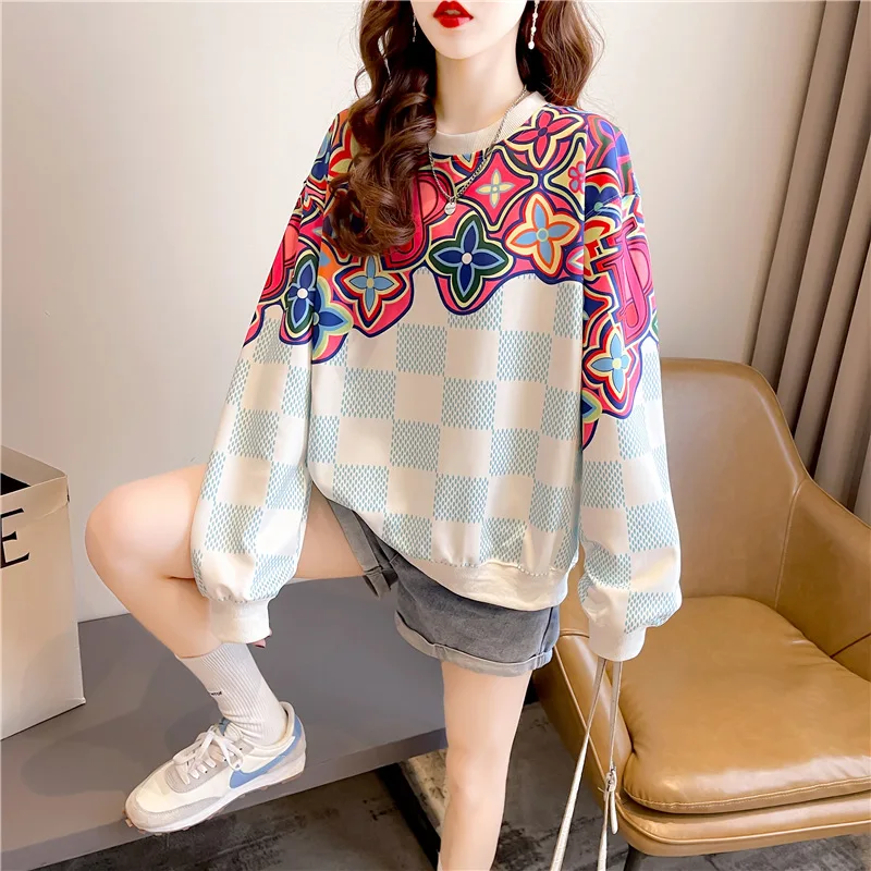 Chinese wind thin spring and autumn loose clothing female Korean fashion printing long sleeve T-shirt sweet streetwear jacket
Chinese wind thin spring and autumn loose clothing female Korean fashion printing long sleeve T-shirt sweet streetwear jacket