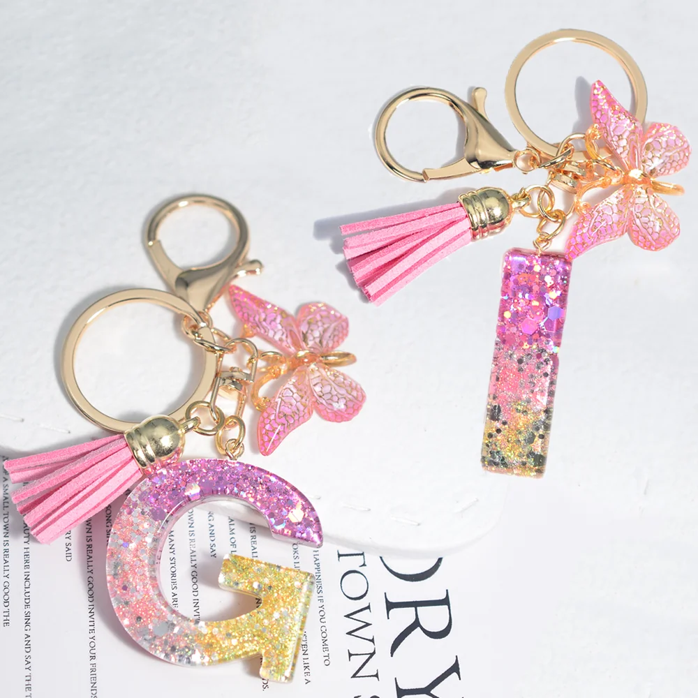 Cute Resin A-Z Initials Letter Keychain Pink Sparkle Butterfly Tassel Pendant Keyring for Women Girl Purse Handbags Jewelry Gift
Cute Resin A-Z Initials Letter Keychain Pink Sparkle Butterfly Tassel Pendant Keyring for Women Girl Purse Handbags Jewelry Gift