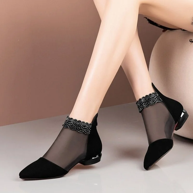 Сандалии женские на низком каблуке, босоножки с острым носком, кружевная удобная повседневная обувь с застежкой-молнией на щиколотке, черны...
Сандалии женские на низком каблуке, босоножки с острым носком, кружевная удобная повседневная обувь с застежкой-молнией на щиколотке, черны...