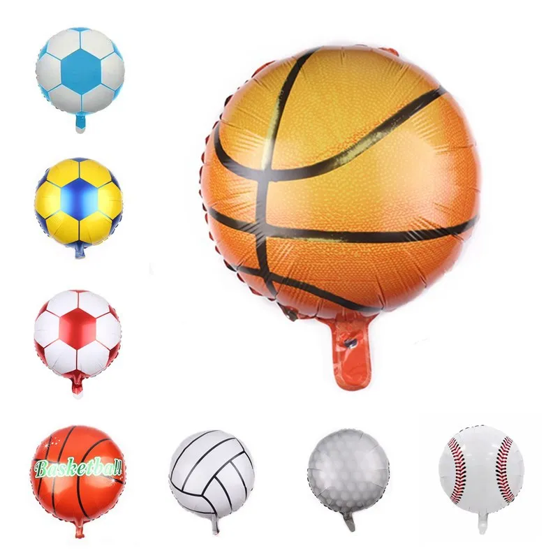 

50pcs 18inch Football Foil Balloons Volleyball Basketball Baseball Sports Meeting Theme Party Decorations Kids Birthday Gifts