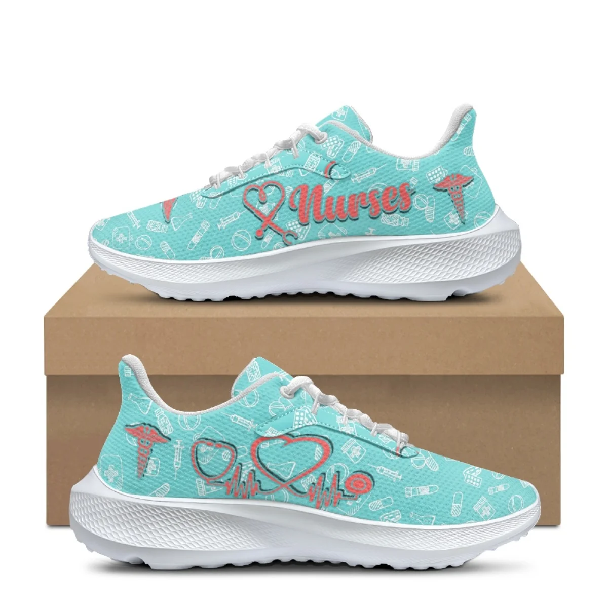 Симпатичные кроссовки на плоской подошве с рисунком стетоскопа для кормления и ухода за здоровьем, сетчатые кроссовки со шнуровкой для больницы
Симпатичные кроссовки на плоской подошве с рисунком стетоскопа для кормления и ухода за здоровьем, сетчатые кроссовки со шнуровкой для больницы