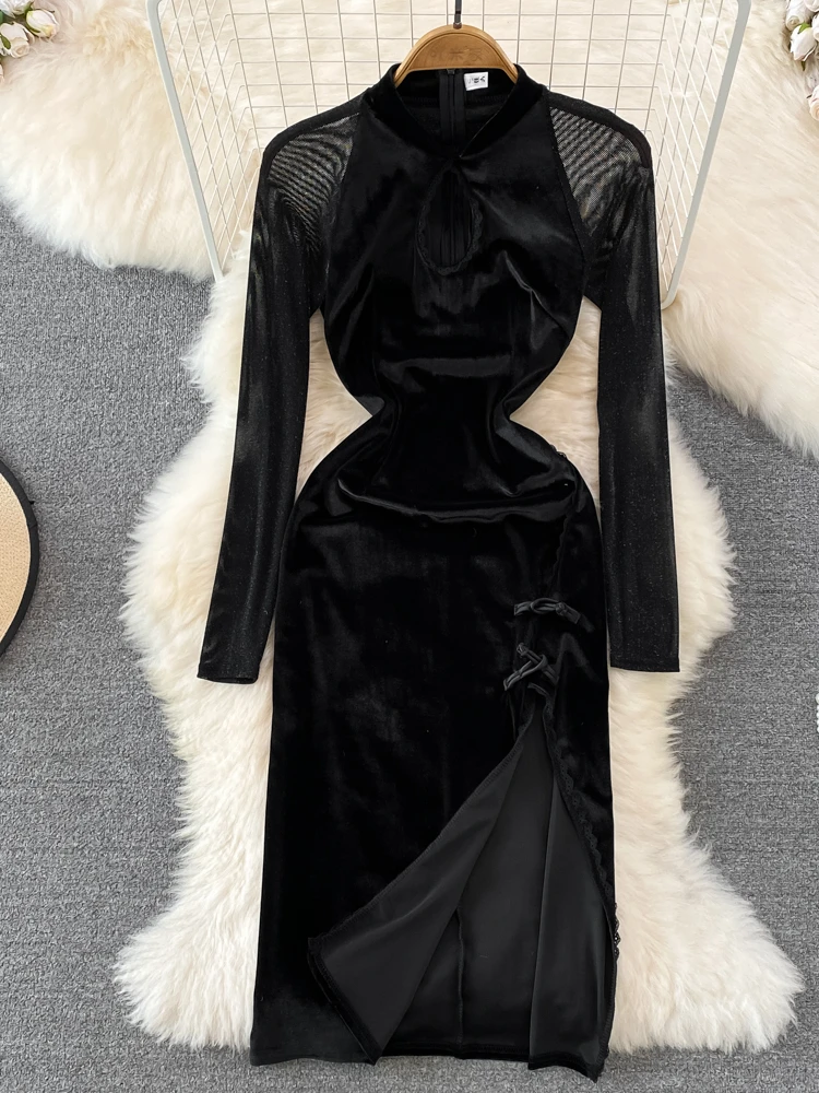

Женское шифоновое платье-пуловер Aibeautyer, винтажное однотонное облегающее платье трапециевидной формы с круглым вырезом, длиной до середины ...