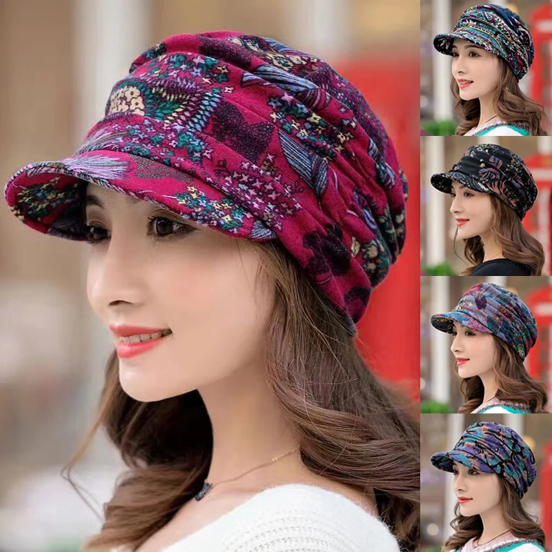 Women Hat Short Brim Warm Foldable Earflap Women Cap Ethnic Style Floral Print Autumn Winter Hat Daily Clothing
Women Hat Short Brim Warm Foldable Earflap Women Cap Ethnic Style Floral Print Autumn Winter Hat Daily Clothing