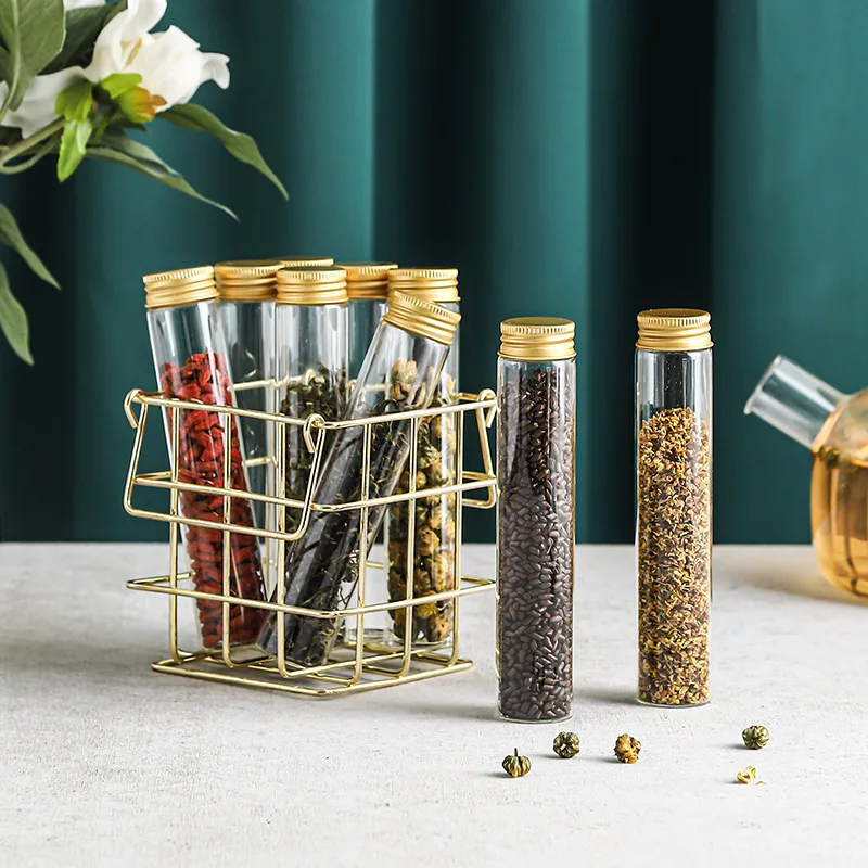 Kitchen Storage Basket With 9 Aluminum Lid Glass Bottles Golden Metal Shelf Cuisine Tea Caddy Coffee Beans Candy Jar
Kitchen Storage Basket With 9 Aluminum Lid Glass Bottles Golden Metal Shelf Cuisine Tea Caddy Coffee Beans Candy Jar