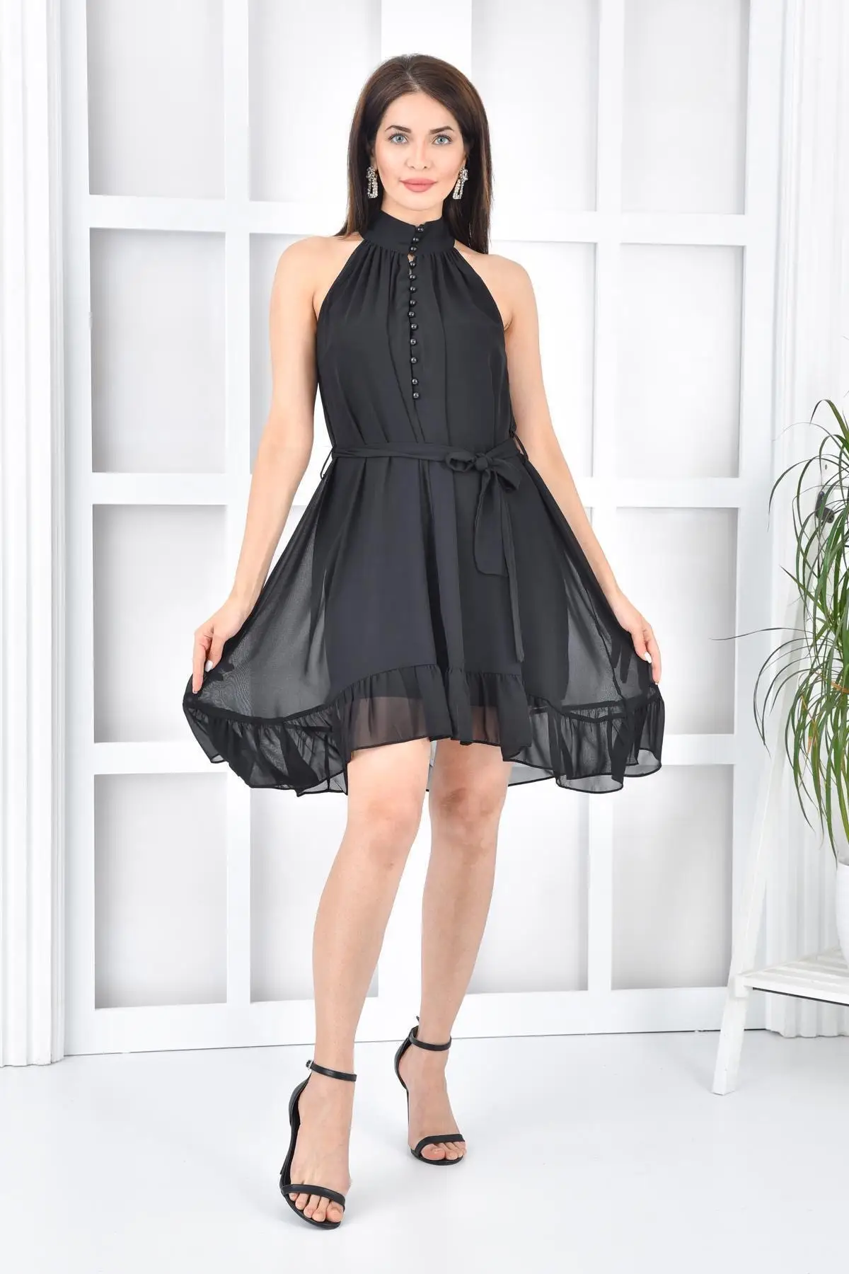 Women's Dress Front Buttoned Chiffon Black Elegant Fashion Casual Comfortable Short Sleeve Summer Boho Beach Dress Dress
Women's Dress Front Buttoned Chiffon Black Elegant Fashion Casual Comfortable Short Sleeve Summer Boho Beach Dress Dress