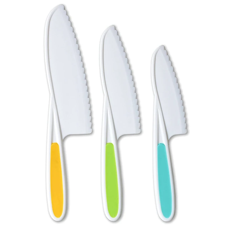Knives For Kids 3-Piece Nylon Kitchen Baking Knife Set,Children's Cooking Knives Firm Grip, Serrated Edges
Knives For Kids 3-Piece Nylon Kitchen Baking Knife Set,Children's Cooking Knives Firm Grip, Serrated Edges