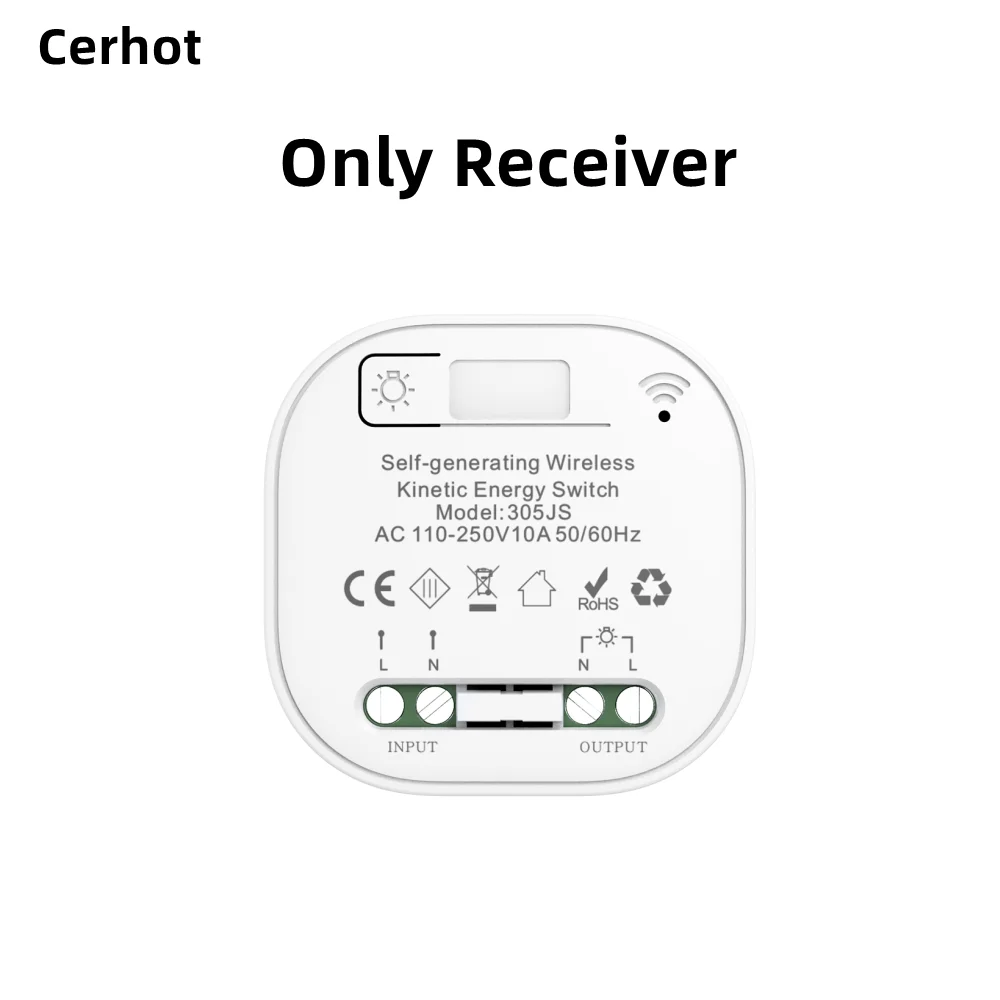 Cerhot RF433 Беспроводной переключатель с автономным питанием без батареи Кнопка дистанционного управления Настенный выключатель света Бытовой водонепроницаемый переключатель
Cerhot RF433 Беспроводной переключатель с автономным питанием без батареи Кнопка дистанционного управления Настенный выключатель света Бытовой водонепроницаемый переключатель