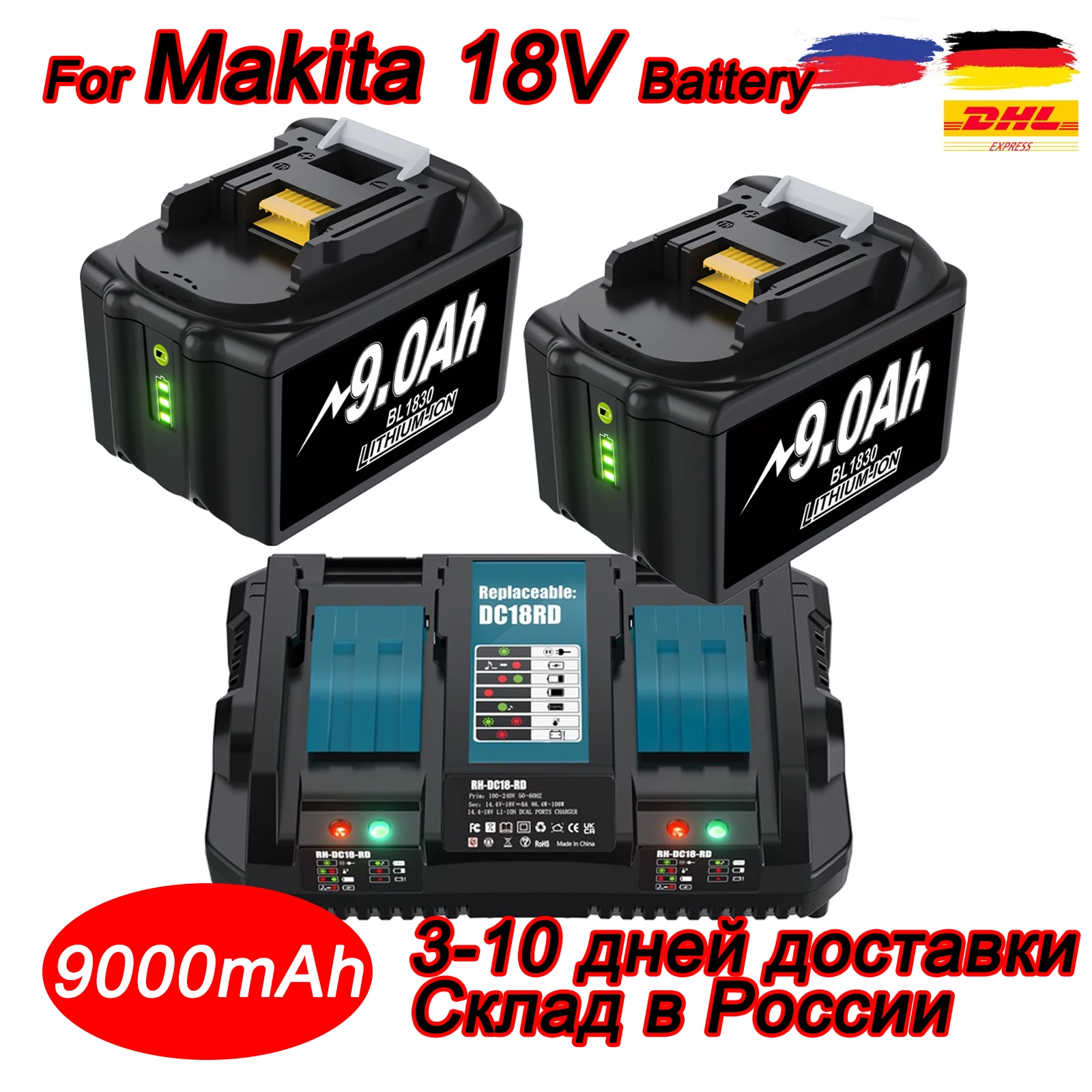 18V Battery For Makita BL1850B Li-ion 18V 9000mAh BL1840B BL1860 BL1890 BL1815 BL1830 BL1835 Cordless Drills Batteries LXT400 RU
18V Battery For Makita BL1850B Li-ion 18V 9000mAh BL1840B BL1860 BL1890 BL1815 BL1830 BL1835 Cordless Drills Batteries LXT400 RU