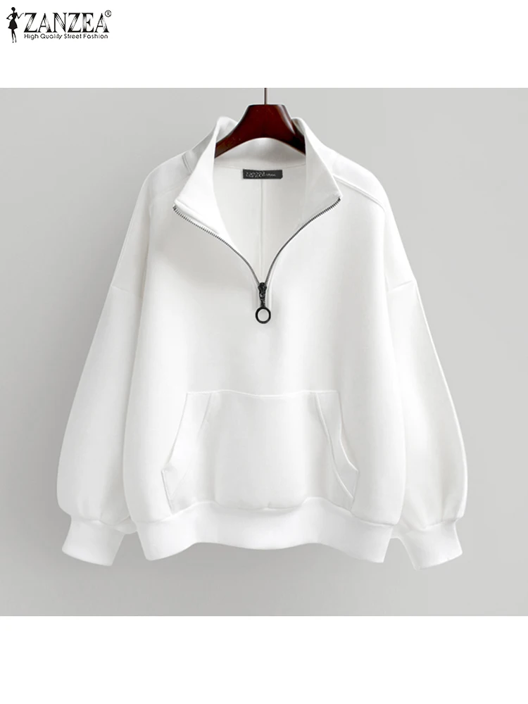 Women Casual Oversized Solid Tops Blouse Loose Harajuku Pullovers Autumn Female Zip Up Hoodies ZANZEA Long Sleeve Sweatshirts
Women Casual Oversized Solid Tops Blouse Loose Harajuku Pullovers Autumn Female Zip Up Hoodies ZANZEA Long Sleeve Sweatshirts