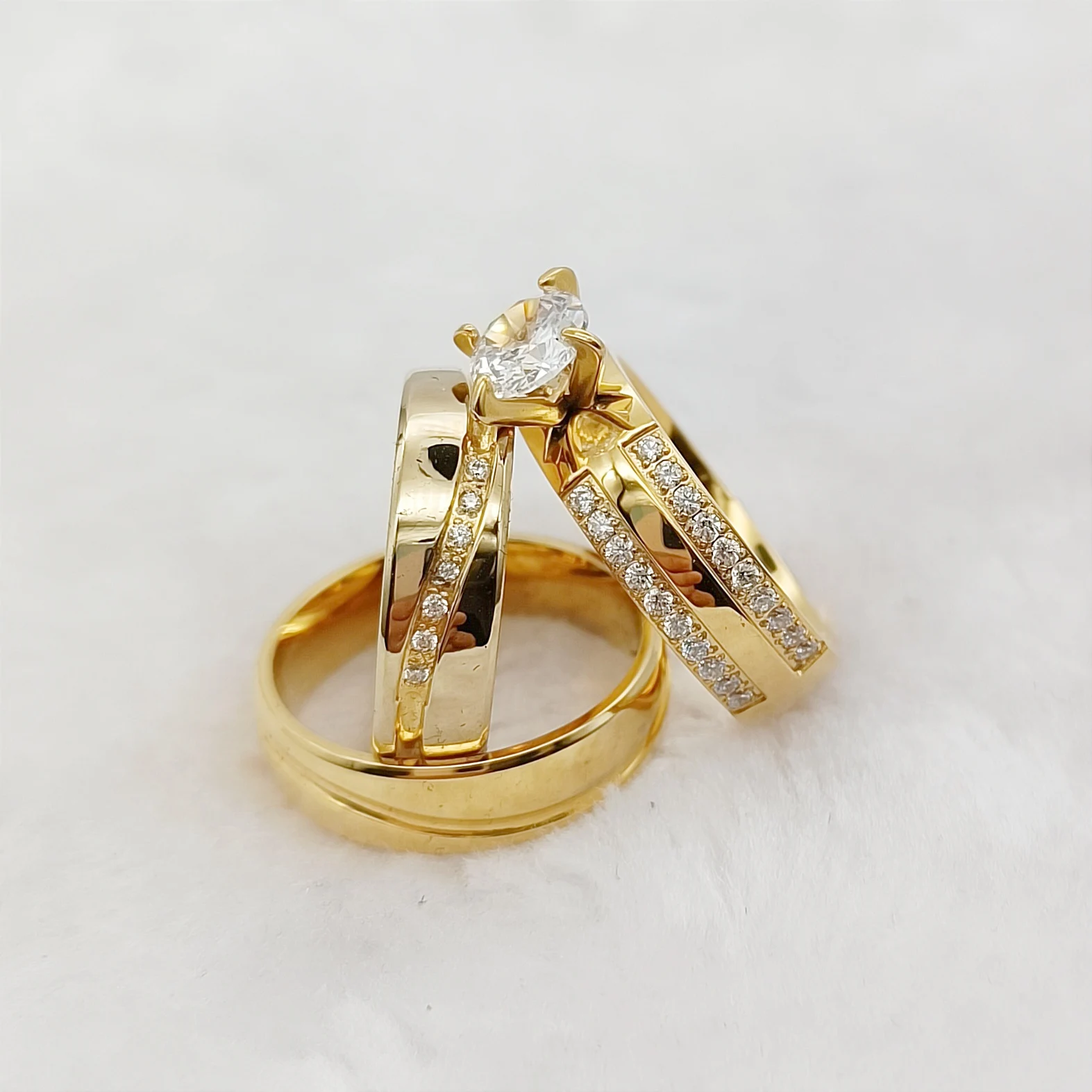 3PCS Bridal Promise Wedding Engagement Rings Sets for Couples Lovers Fashion 24k Gold Plated Jewelry Aliance
3PCS Bridal Promise Wedding Engagement Rings Sets for Couples Lovers Fashion 24k Gold Plated Jewelry Aliance
