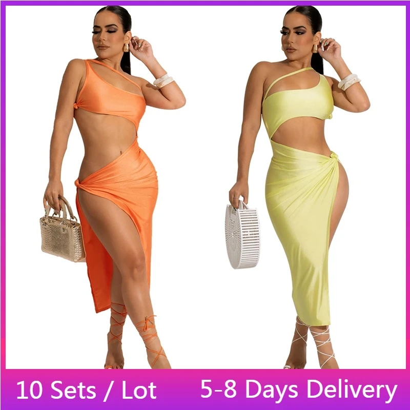 Wholesale Items Silky Sexy Two Piece Dress Sets Summer Ruched Club Outfits for Women Cut Out Crop Top High Slit Midi Skirt Set
Wholesale Items Silky Sexy Two Piece Dress Sets Summer Ruched Club Outfits for Women Cut Out Crop Top High Slit Midi Skirt Set
