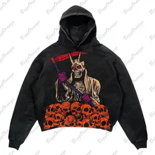 Europe and the United States fried street new death sickle hoodie long-sleeved pullover y2k casual loose hoodie jacket