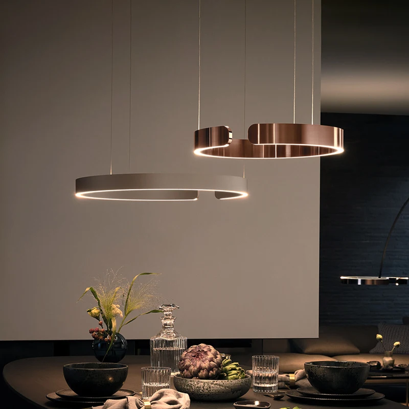 

Table Kitchen Chandelier Home Decor Lusters Lighting Fixture Nordic Ring Led Pendant Lamp Dimmable for Dining Living Room Center