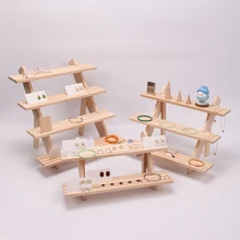 Wooden Jewelry Display Rack Multi-layer Desktop Storage Shelf Ladder Detachable Multi-purpose Retail Table Plant Flower Stand