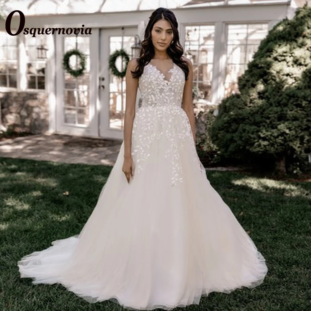 Osquernovia Wedding Gown 2023 Scoop Leaf Appliques Sleeveless Backless A-line Lace-up Tulle Robe De Mariée Made To Order
Osquernovia Wedding Gown 2023 Scoop Leaf Appliques Sleeveless Backless A-line Lace-up Tulle Robe De Mariée Made To Order