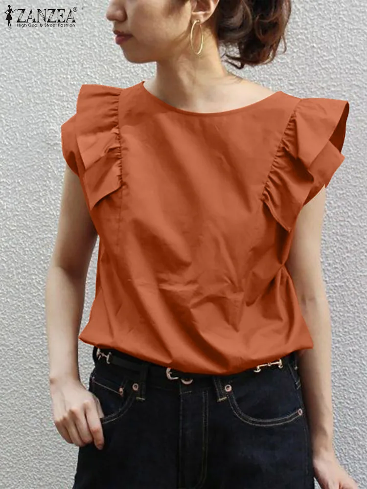 Summer Sleeveless OL Work Tops 2022 ZANZEA Fashion Women Blouse Elegant Solid Party Blusa Tunic Casual Loose Ruffles Shirt Mujer
Summer Sleeveless OL Work Tops 2022 ZANZEA Fashion Women Blouse Elegant Solid Party Blusa Tunic Casual Loose Ruffles Shirt Mujer