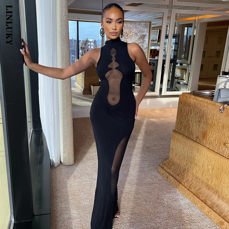 Summer New Fashion Mesh Stitching Dress For Women Sexy Backless See-through Navel Slim Club Party Festival Midi Dresses
Summer New Fashion Mesh Stitching Dress For Women Sexy Backless See-through Navel Slim Club Party Festival Midi Dresses